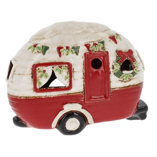 Village pottery caravan tealight Christmas