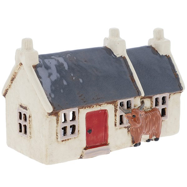 Village pottery croft house highland cow