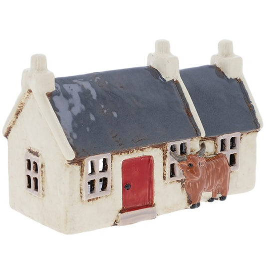 Village pottery croft house highland cow