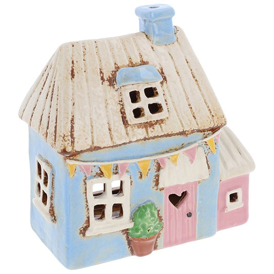 Village pottery Garden bunting house tealight