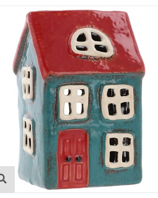 Bright teal red mini house